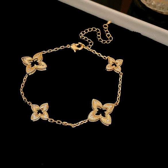 Wholesale Copper Letter Zirconia Inlayed Fashion Exquisite Cold Style Light Luxury High End Feeling Temperament Women's Bracelet