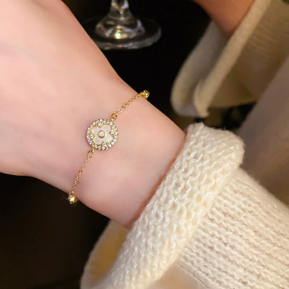 Wholesale Copper Letter Zirconia Inlayed Fashion Exquisite Cold Style Light Luxury High End Feeling Temperament Women's Bracelet