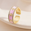 Wholesale Copper Light Luxury Geometric Oil Dropping Enamel Open Ring Jewelry For Women With Electroplating