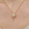 Wholesale Copper Light Luxury Style Flower Rotating Pendant Necklace With Micro Inlaid Zircon And Ochain