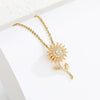 Wholesale Copper Light Luxury Style Flower Rotating Pendant Necklace With Micro Inlaid Zircon And Ochain