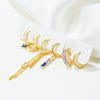 Wholesale Copper Light Luxury Tassel Sapphire Earrings With Geometric And Flower Pattern And Inlaid Zircon