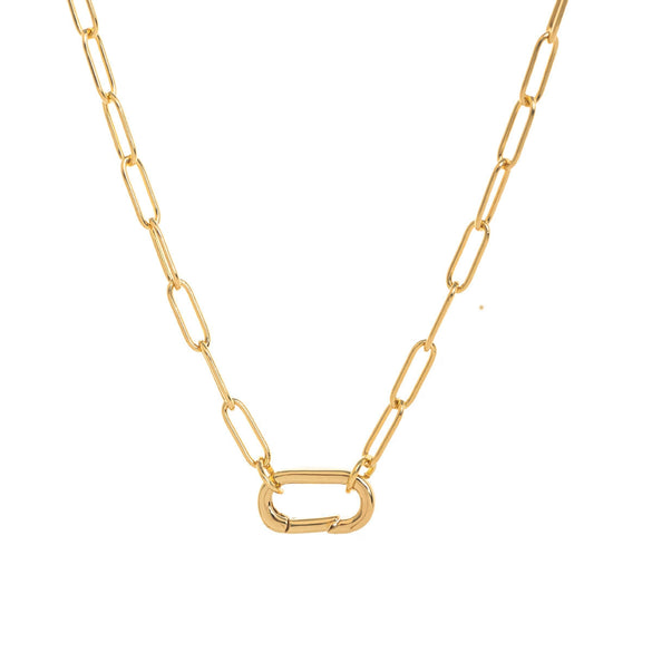 Wholesale Copper Loop Necklace With Geometric Love Round Pendant Electroplated Gold Plated And Color Preservation Simple Style Unisex