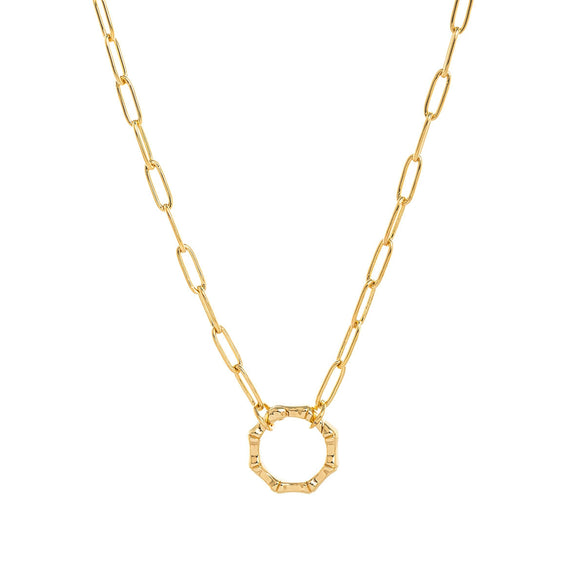 Wholesale Copper Loop Necklace With Geometric Love Round Pendant Electroplated Gold Plated And Color Preservation Simple Style Unisex