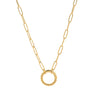 Wholesale Copper Loop Necklace With Geometric Love Round Pendant Electroplated Gold Plated And Color Preservation Simple Style Unisex
