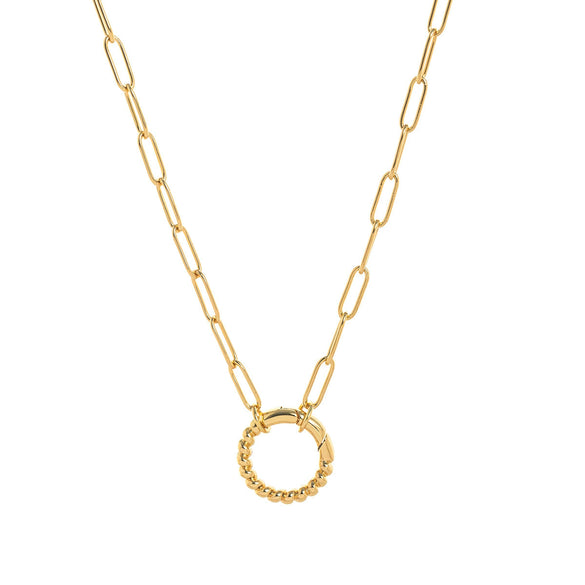 Wholesale Copper Loop Necklace With Geometric Love Round Pendant Electroplated Gold Plated And Color Preservation Simple Style Unisex
