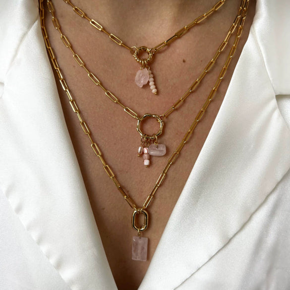 Wholesale Copper Loop Necklace With Geometric Love Round Pendant Electroplated Gold Plated And Color Preservation Simple Style Unisex