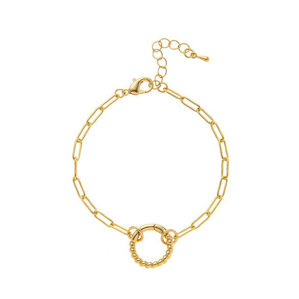 Wholesale Copper Loop Necklace With Geometric Love Round Pendant Electroplated Gold Plated And Color Preservation Simple Style Unisex