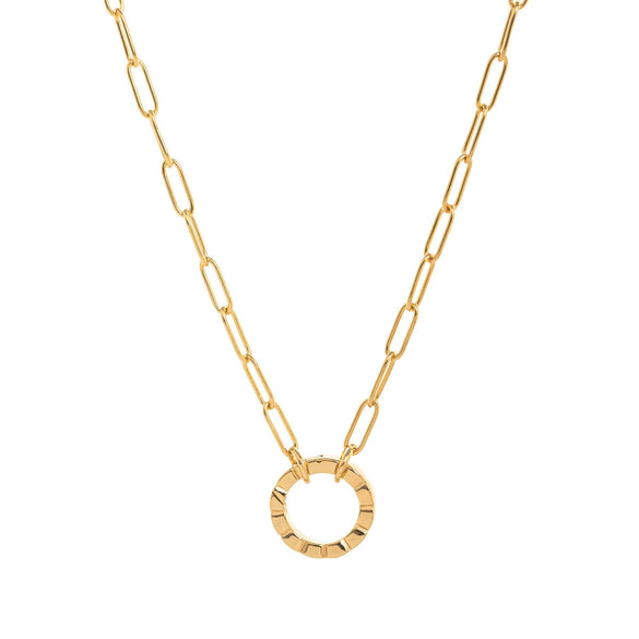 Wholesale Copper Loop Necklace With Geometric Love Round Pendant Electroplated Gold Plated And Color Preservation Simple Style Unisex