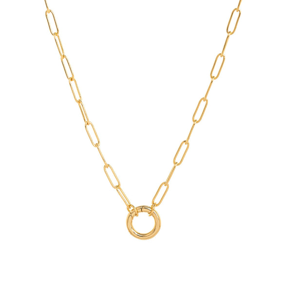 Wholesale Copper Loop Necklace With Geometric Love Round Pendant Electroplated Gold Plated And Color Preservation Simple Style Unisex