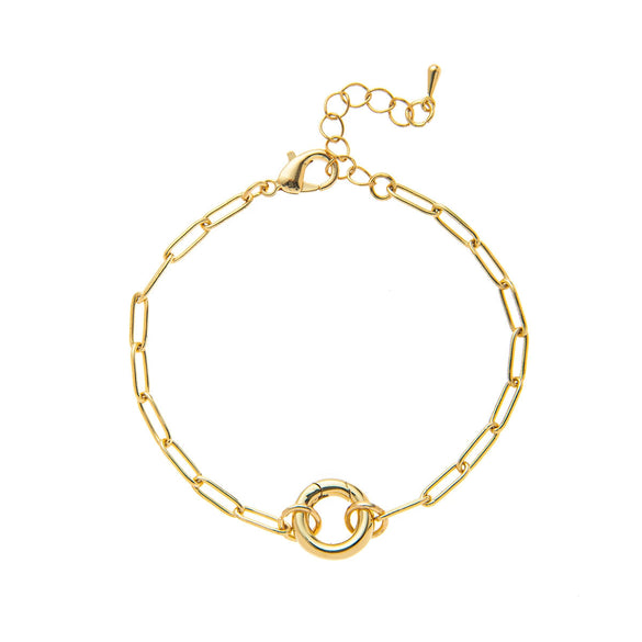 Wholesale Copper Loop Necklace With Geometric Love Round Pendant Electroplated Gold Plated And Color Preservation Simple Style Unisex