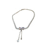 Wholesale Copper Love Bow Heart Zircon Pearl Tassel Clavicle Chain Necklace With Diamond Design And Mixed Gem Inlay