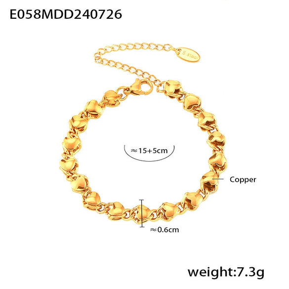 Wholesale Copper Love Hollow Bracelet 18K Gold Plated Electroplating