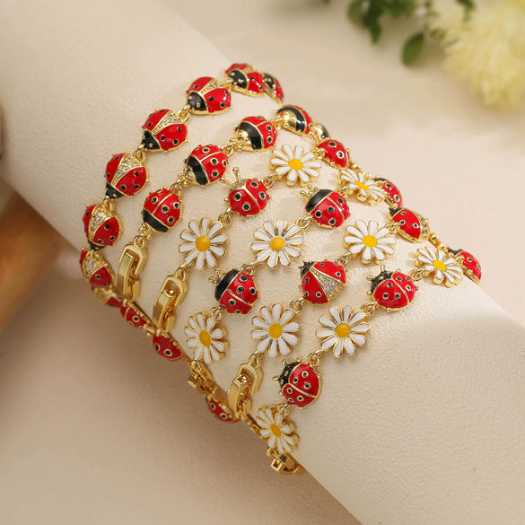 Wholesale Copper Lovely Style Oil Drop Flower Animal Zodiac Stitching Women's Bracelet