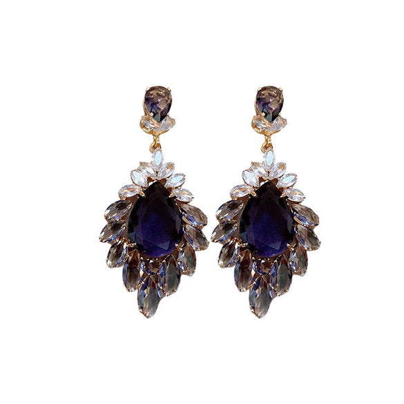 Wholesale Copper Medieval Vintage Geometric Flower Drop Zircon Earrings For Women