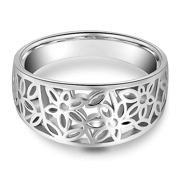 Wholesale Copper Metallic Flower Ring With Geometric Design And Electroplating Treatment For Women