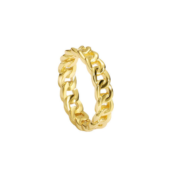 Wholesale Copper Metallic Gold Rope Geometric Hollow Ring With Electroplating Treatment