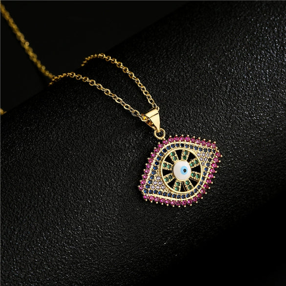 Wholesale Copper Micro Inlaid Pendant Necklace With Geometric Pattern For Women Copper Plated 18K Gold