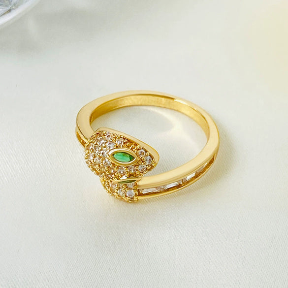 Wholesale Copper Micro Inlaid Zircon Winding Snake Ring Animal Style Electroplated For Women