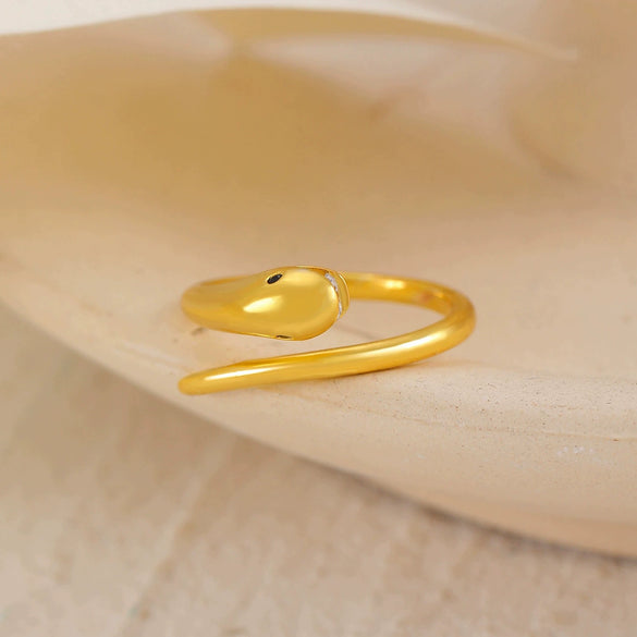 Wholesale Copper Micro Inlaid Zircon Winding Snake Ring Animal Style Electroplated For Women