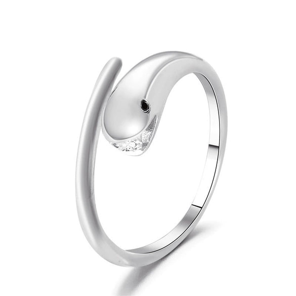 Wholesale Copper Micro Inlaid Zircon Winding Snake Ring Animal Style Electroplated For Women