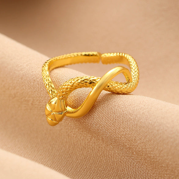 Wholesale Copper Micro Inlaid Zircon Winding Snake Ring Animal Style Electroplated For Women