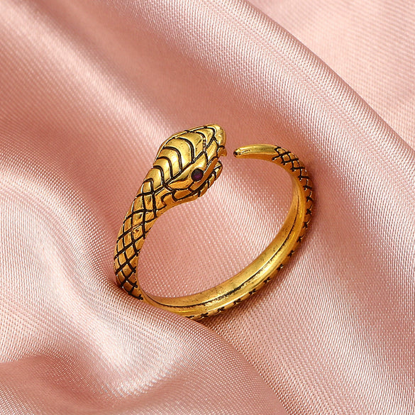 Wholesale Copper Micro Inlaid Zircon Winding Snake Ring Animal Style Electroplated For Women