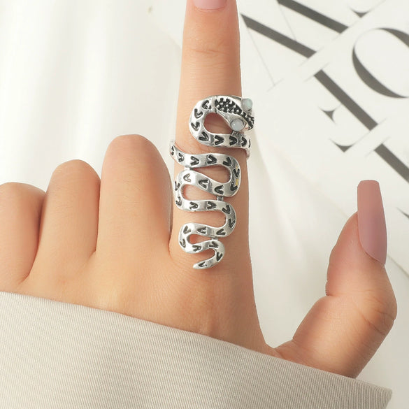 Wholesale Copper Micro Inlaid Zircon Winding Snake Ring Animal Style Electroplated For Women