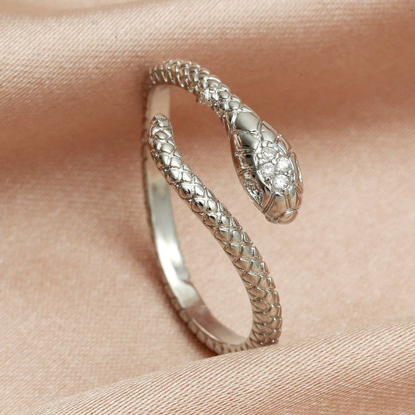 Wholesale Copper Micro Inlaid Zircon Winding Snake Ring Animal Style Electroplated For Women