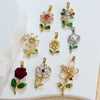 Wholesale Copper Microinlaid Flower Necklace With Zircon And Oil Painting Pendant For Women Electroplated Fashionable And Versatile Clavicle Chain Jewelry