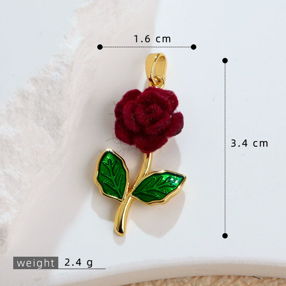 Wholesale Copper Microinlaid Flower Necklace With Zircon And Oil Painting Pendant For Women Electroplated Fashionable And Versatile Clavicle Chain Jewelry