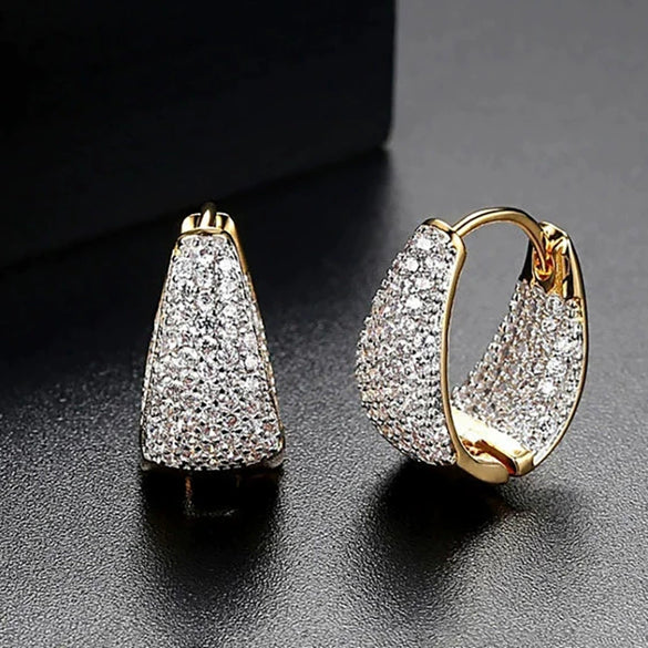 Wholesale Copper Microinlaid Geometric Triangular Earrings Set With Zirconia For Women