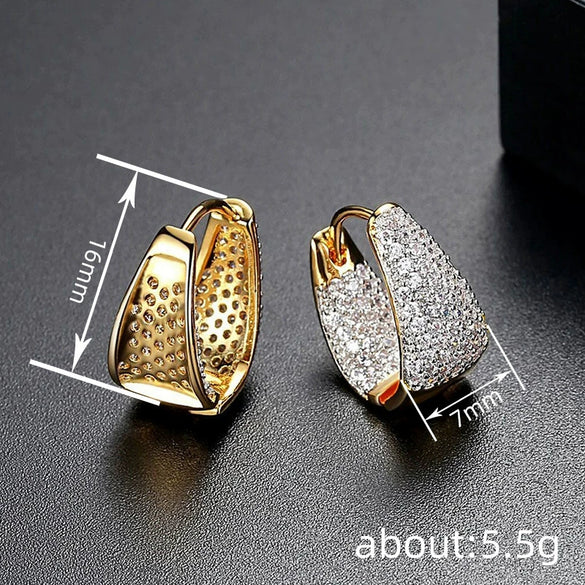 Wholesale Copper Microinlaid Geometric Triangular Earrings Set With Zirconia For Women