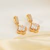 Wholesale Copper Microinlaid Zircon Clover And Leaves Pattern Women's Earrings