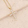 Wholesale Copper Microinlaid Zircon Cross Hip Hop 18K Gold Pendant Necklace