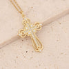 Wholesale Copper Microinlaid Zircon Cross Hip Hop 18K Gold Pendant Necklace