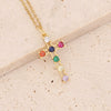 Wholesale Copper Microinlaid Zircon Cross Hip Hop 18K Gold Pendant Necklace