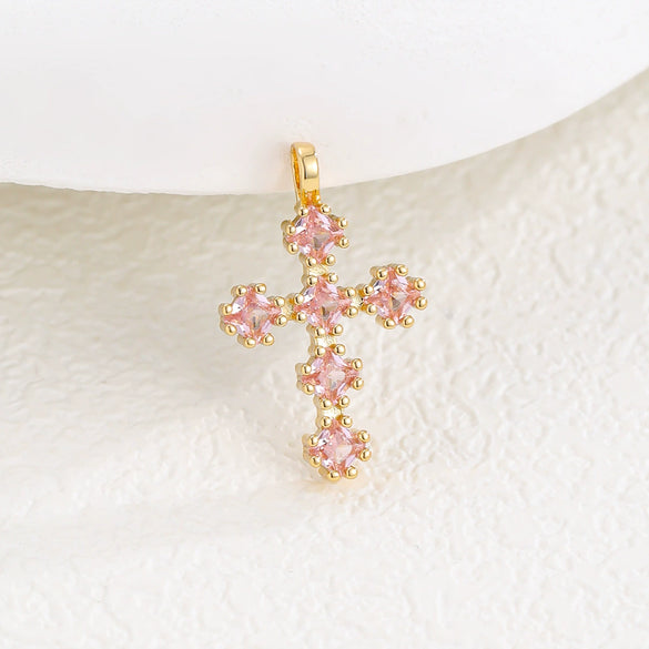 Wholesale Copper Microinlaid Zircon Cross Necklace Women's Retro Light Luxury Highend Clavicle Chain Elegant Allmatch Accessories