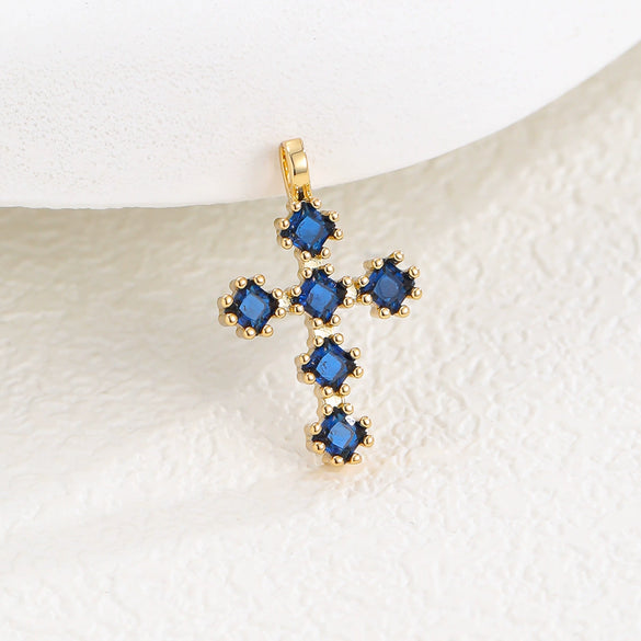 Wholesale Copper Microinlaid Zircon Cross Necklace Women's Retro Light Luxury Highend Clavicle Chain Elegant Allmatch Accessories
