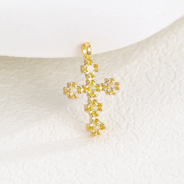 Wholesale Copper Microinlaid Zircon Cross Necklace Women's Retro Light Luxury Highend Clavicle Chain Elegant Allmatch Accessories