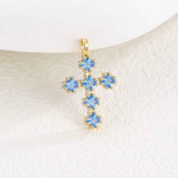 Wholesale Copper Microinlaid Zircon Cross Necklace Women's Retro Light Luxury Highend Clavicle Chain Elegant Allmatch Accessories