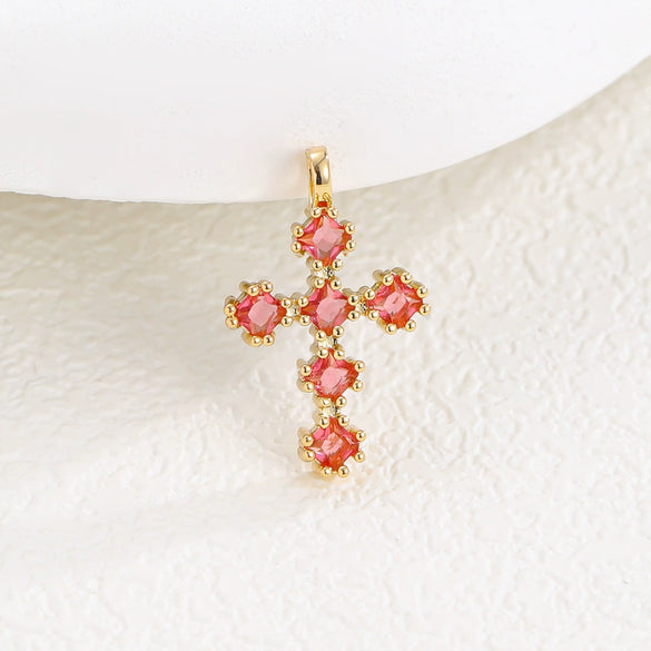 Wholesale Copper Microinlaid Zircon Cross Necklace Women's Retro Light Luxury Highend Clavicle Chain Elegant Allmatch Accessories