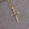 Wholesale Copper Microinlaid Zircon Cross Pendant Hiphop Necklace Electroplated Unisex
