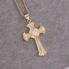 Wholesale Copper Microinlaid Zircon Cross Pendant Hiphop Necklace Electroplated Unisex