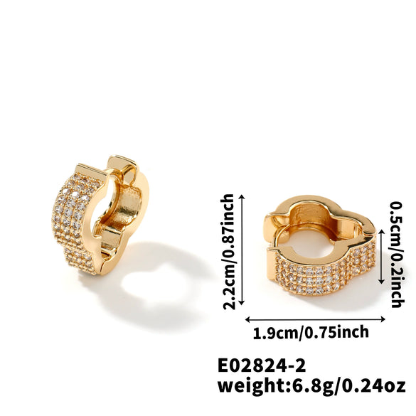 Wholesale Copper Microinlaid Zircon Geometric Earrings For Women