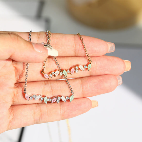 Wholesale Copper Microinlaid Zircon Geometric Style Women's Clavicle Chain Necklace With Electroplating O Word Chain