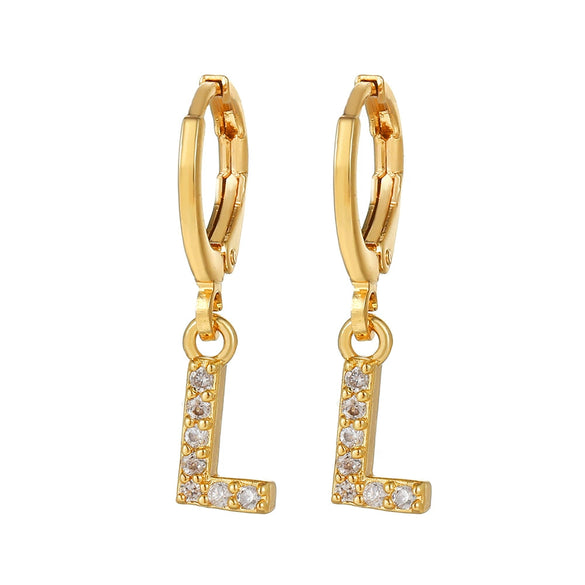 Wholesale Copper Microinlaid Zircon Letter Earring For Women