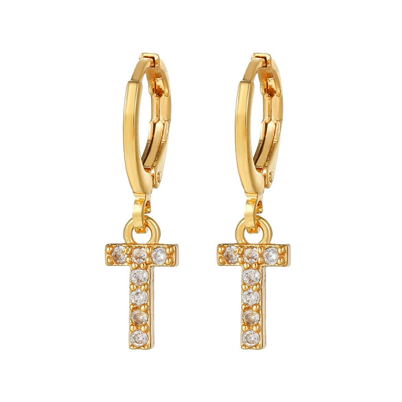 Wholesale Copper Microinlaid Zircon Letter Earring For Women