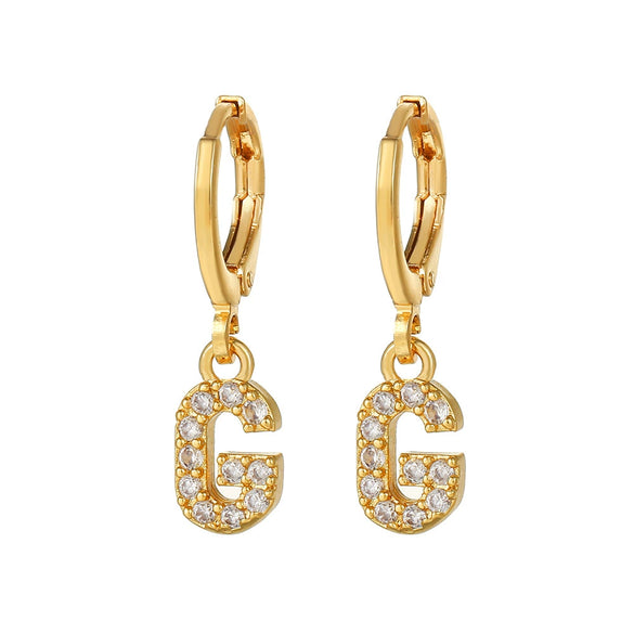 Wholesale Copper Microinlaid Zircon Letter Earring For Women