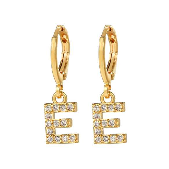 Wholesale Copper Microinlaid Zircon Letter Earring For Women